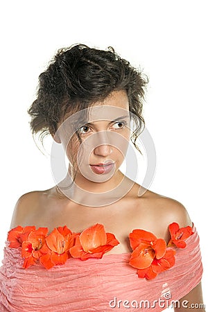 Woman with flowers Stock Photo