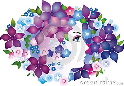 Woman and flowers Vector Illustration