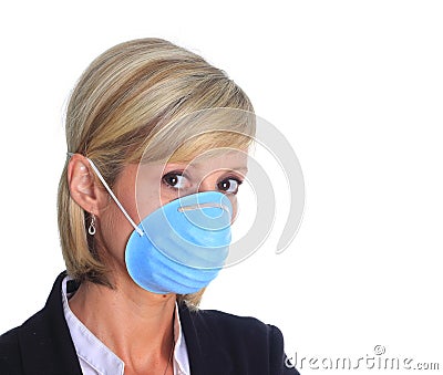 Woman with flu mask Stock Photo
