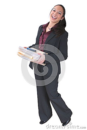 Woman with Folders Stock Photo