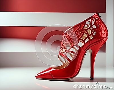 woman footwear, high heel red shoe, generative ai illustration Cartoon Illustration