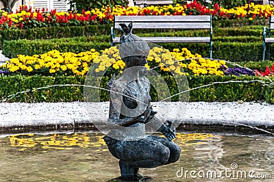 Woman fountain in Mirabell Gardens Stock Photo