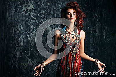 Woman with foxy hair Stock Photo