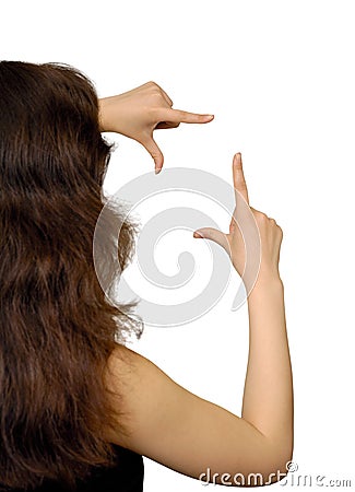 Woman framing hands Stock Photo
