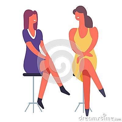 Woman friends chatting, girls spending happy time together Vector Illustration
