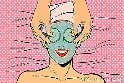 Woman with fruit beauty mask Vector Illustration