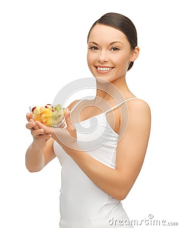 Woman with fruit coctail Stock Photo