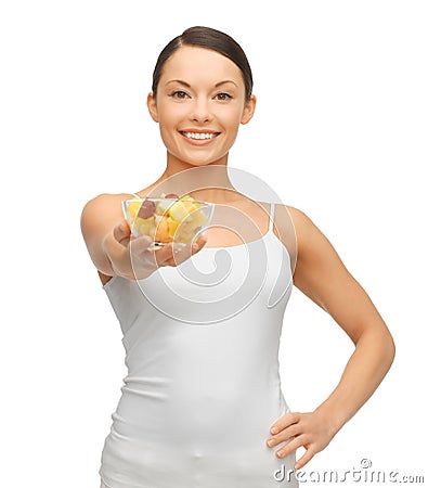 Woman with fruit coctail Stock Photo