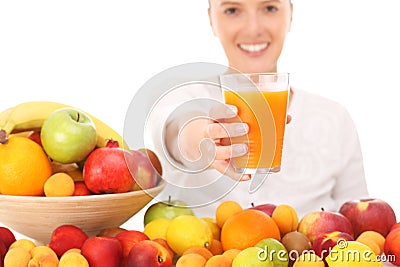 Woman and fruit juice Stock Photo