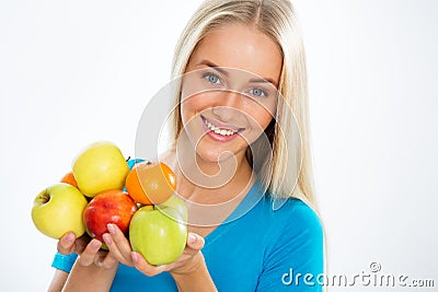 Woman with fruit Stock Photo