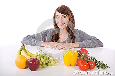 Woman fruit and vegetables Stock Photo