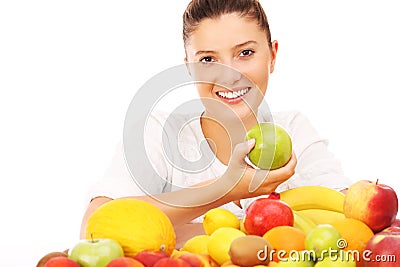 Woman and fruits Stock Photo