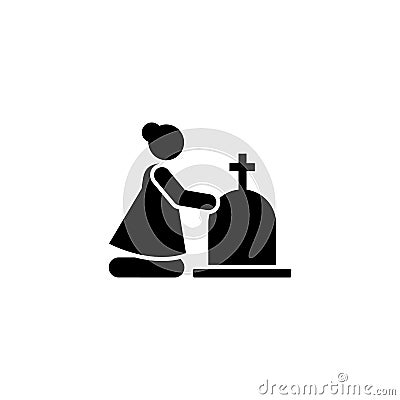 Woman funeral widow weep icon. Element of pictogram death illustration Cartoon Illustration