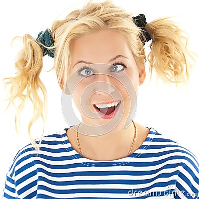 Woman with a funny look on her face Stock Photo