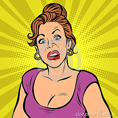 Woman with a funny surprised face Vector Illustration