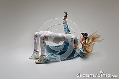 Woman gaming virtual reality Stock Photo