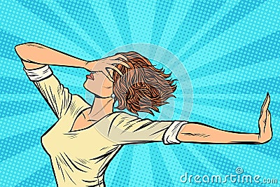 Woman gesture no stop Vector Illustration