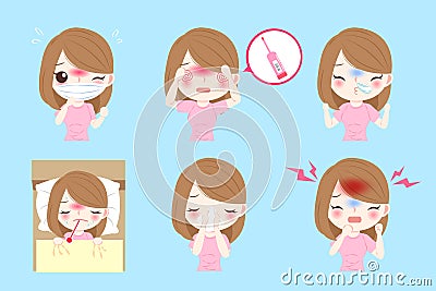 Woman get cold Vector Illustration