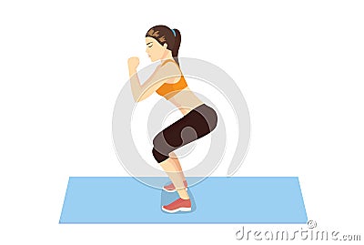 Woman get perfect and legs with squat workout. Vector Illustration