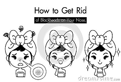 Woman get ride blackhead nose icon Vector Illustration