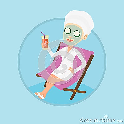 Woman getting beauty treatments in the salon. Vector Illustration