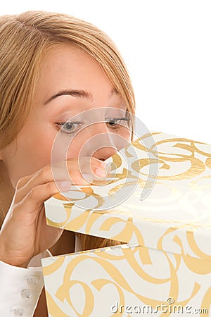 Woman with gift Stock Photo