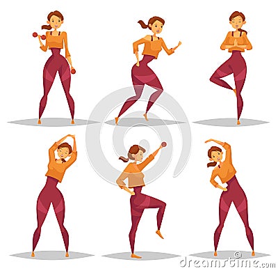 Woman or girl doing sport exercise Vector Illustration