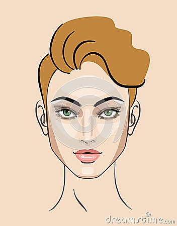 Woman, girl hairstyle, portrait makeup illustration for beauty. Vector Illustration