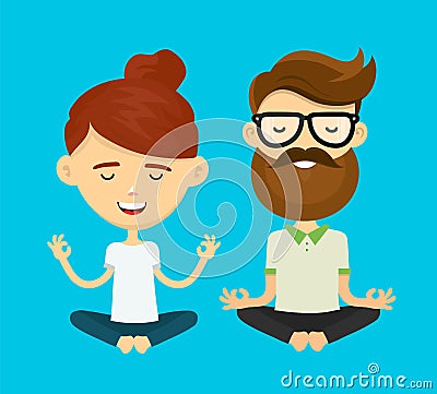 Woman girl and hipster young man guy Vector Illustration