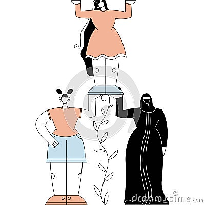 Woman,Girls support each other.girl power Vector Illustration