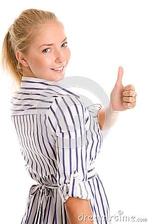 Woman giving thumbs up Stock Photo