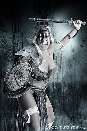 Woman gladiator/Ancient warrior Stock Photo