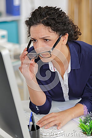 Woman in glasses successful marketing specialist Stock Photo