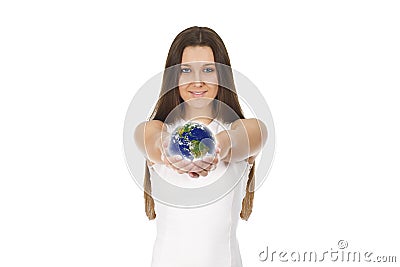 Woman globe - Elements of this image furnished by NASA Stock Photo