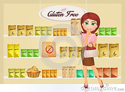 Woman in the gluten free shop Stock Photo