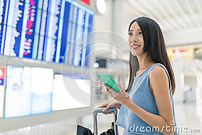 Woman go travel in airport Stock Photo