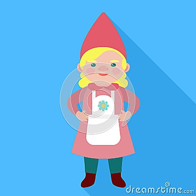 Woman goblin icon, flat style Vector Illustration
