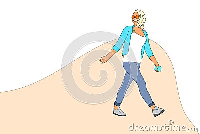 woman goes. businesswoman hurrying to work in the morning Stock Photo