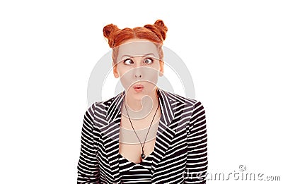 Woman going crazy shocked with crossed eyes Stock Photo