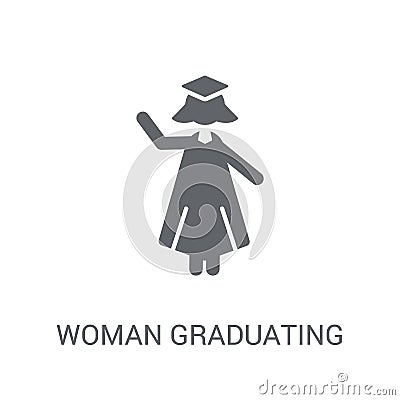 Woman Graduating icon. Trendy Woman Graduating logo concept on w Vector Illustration