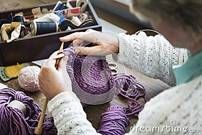 Woman Granny Crochet Handmade Concept Stock Photo