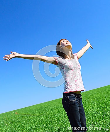 Woman on grass Stock Photo