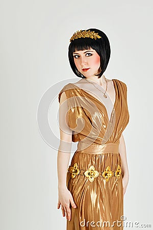 Woman in a Greek dress Stock Photo