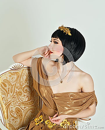 Woman in a Greek dress Stock Photo