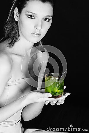 Woman green drink Stock Photo