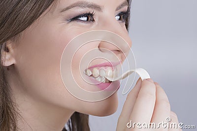 Woman and a gum Stock Photo