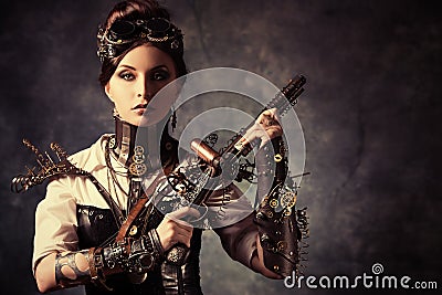 Woman gun Stock Photo