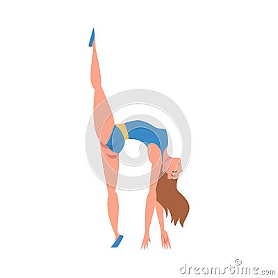 Woman Gymnast as Circus Artist Character Performing on Stage or Arena Vector Illustration Vector Illustration