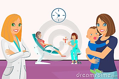 Woman Gynecological Examination Flat Illustration Vector Illustration