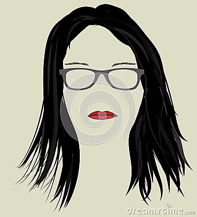 Woman hair and glasses Vector Illustration